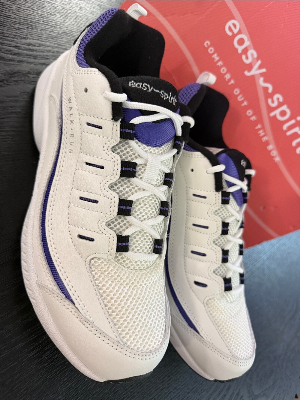 Easy Spirit White Sneakers with Purple Trim